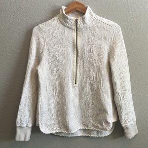 Per Se by Carlisle Quilted Zip Up Mock Neck Sweatshirt in Ivory, 8